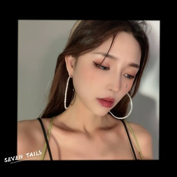 歐美風街拍走秀鑲鉆大耳圈耳環女網紅個性夸張耳墜時尚耳飾品