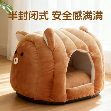 貓窩狗窩冬季加厚加絨保暖中小型比熊泰迪睡覺房子窩工廠批發代發