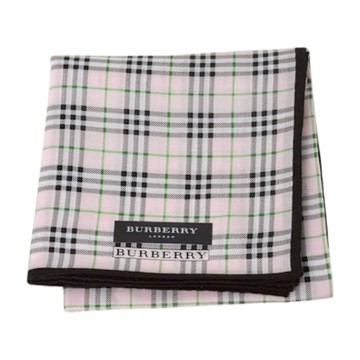 BURBERRY 經典細正格紋字母LOGO圖騰帕領巾(粉紅色系/51CM)