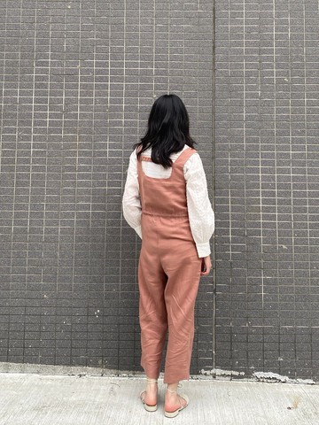 寬鬆連身麻料褲-微瑕