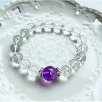 【光之捕夢網】天然水晶 白水晶 紫水晶 手珠  手鍊 現貨 手珠 首飾飾品