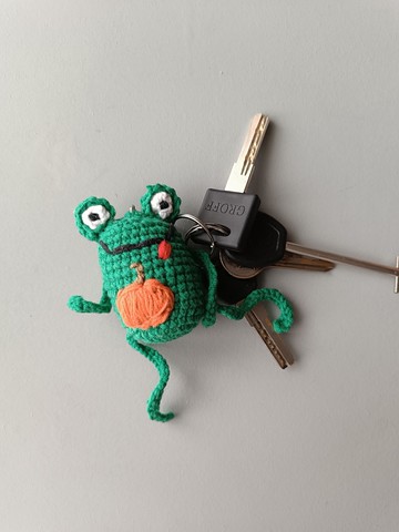 綠色鉤針鑰匙圈青蛙南瓜刺繡萬聖節禮物
