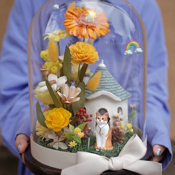 【客製寵物骨灰花盅】森林小島-充滿溫暖陽光的南義小屋