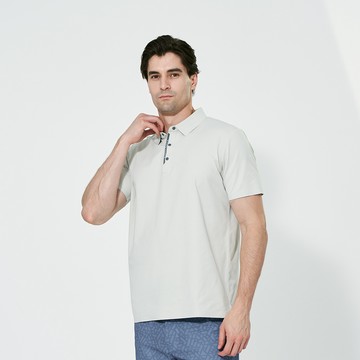 Pierre Cardin 男款 抗菌素色無縫短袖polo衫-灰色 (5257227-92)