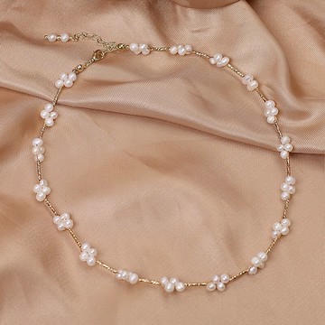 輕奢冷淡風天然淡水珍珠頸鏈女法式復古精致短款項鏈時尚鎖骨鏈女