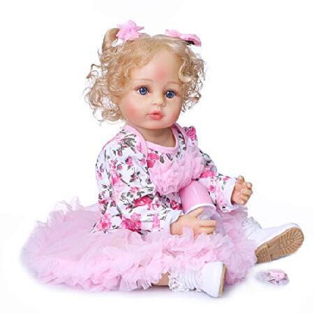 Cute Reborn Baby Dolls Girl 22 inch Weighted Soft Silicone Vinyl