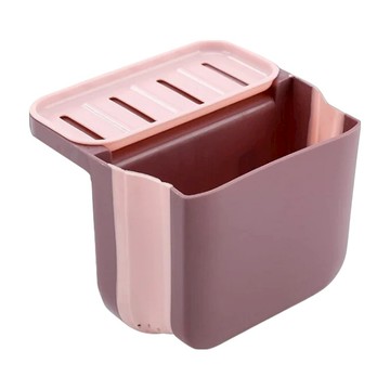 廚餘乾濕分離廚房水槽伸縮可折疊吸盤可掛式置物籃瀝水籃垃圾桶 肥皂架 菜瓜布架 過濾網  粉色  1個