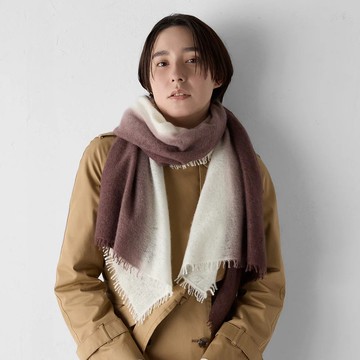 綿雪 喀什米爾羊毛圍巾-棕