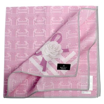 LANVIN 浪凡  玫瑰圖案滿版雙LL大款帕領巾(粉色)