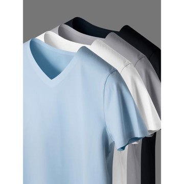 男士無痕半袖純棉短袖內衣V領t恤男修身打底內穿夏季薄款體恤汗衫