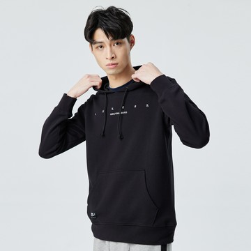 1364潮感印字抽繩連帽TEE(黑色)-男