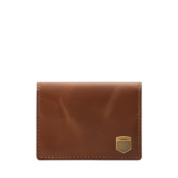 Hayes 真皮徽章LOGO卡夾-深棕色 ML4646200