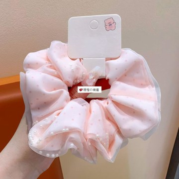 臺灣熱賣☆【可開發票】💕波點粉色韓系大腸髮圈女孩公主發繩高彈力頭繩扎丸子頭少女髮飾
