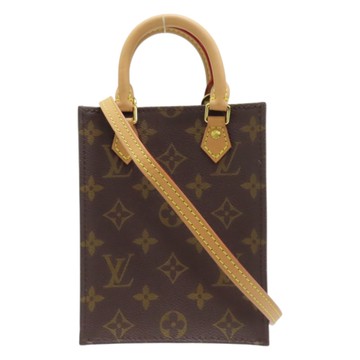 LOUIS VUITTON LV 路易威登 棕色 原花 帆布 Petit Sac Plat 兩用包 M81295 【二手名牌BRAND OFF】