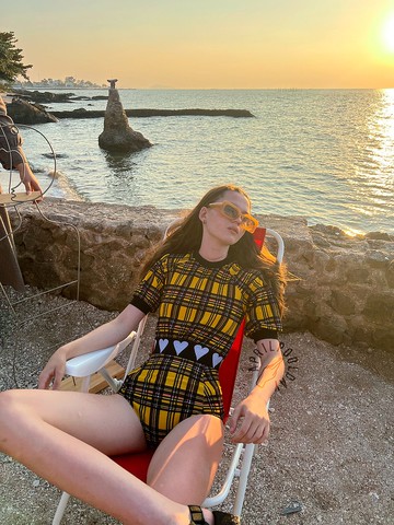 Aprilpoolday 泳裝 / LOVE BAND 兩件套 / 黃色格子