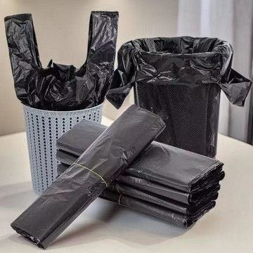 ✅【臺灣出貨】黑色特厚垃圾袋商用廚房大桶手提一次性加厚背心塑料袋家用批發