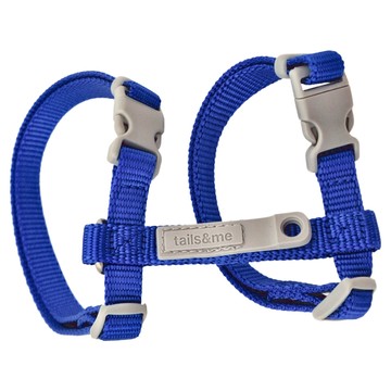 tails&me 尾巴與我 新經典 貓工型胸背帶 防掙脫易伸展 柔軟厚織尼龍 強韌安全車縫 獨家配件扣  頸圍20~31cm 胸圍26~43cm(背長8cm/繩寬1cm)  海藍色  1個