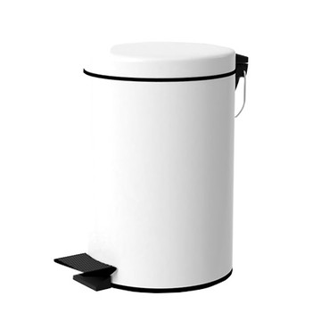 TRENY加厚緩降不鏽鋼垃圾桶/8L/白/個