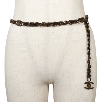 【日本直送】香奈兒 CHANEL 鏈條腰帶 腰帶 Vintage Processing Coco Mark A07928Y02269 絨面革 97A 女款【二手】