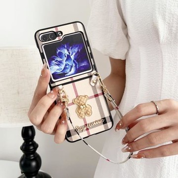 適用三星zflip5手機殼折疊屏zflip6指環扣flip4皮質w23 flip皮紋保護套galaxy z flip6高級感w24flip手提式女