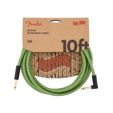 Fender Festival Series Hemp 10呎 吉他導線 L頭+直頭 S/A Green 綠色