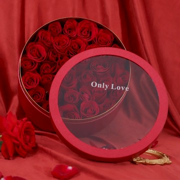 七夕透明圓形鮮花禮盒空盒心形生日禮盒男童愛心花束大號包裝盒子