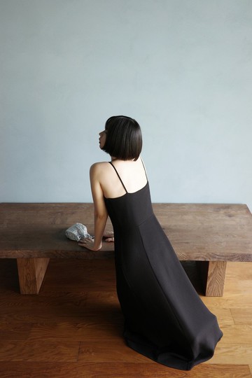 復古織紋細肩洋裝