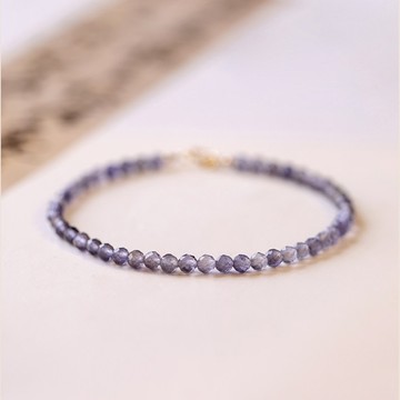 【紫羅蘭】天然堇青石3mm切面款水晶手鍊/水晶手串