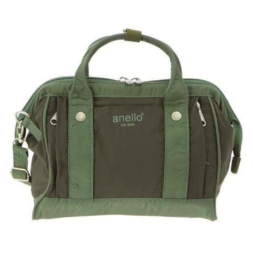 日本 Anello - 棉質尼龍風兩用托特包-小尺寸-KH卡其綠