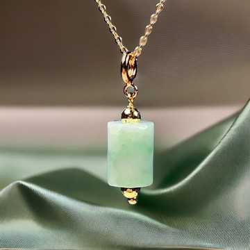 【萬事亨通】飄綠路路通項鍊14K包金 | 天然緬甸A貨翡翠 | 送禮