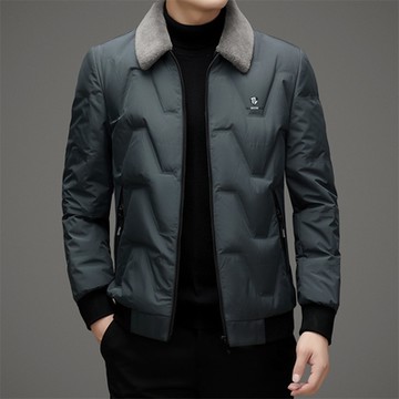 [巴黎精品] 真羽絨90%白鴨絨羽絨外套羽絨衣夾克-可脫卸羊毛領休閒保暖男外套3色a1is72