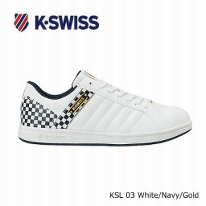 ケースイス スニーカー メンズ レディース K Swiss Ksl 03 ケイスイス ホワイト ネイビー ゴールド 通販 Lineポイント最大1 0 Get Lineショッピング