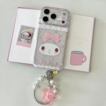 卡通閃粉草莓美樂蒂蘋果iPhone15適用蘋果17/16PROMAX手機殼防摔