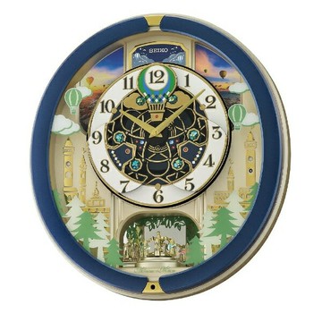 seiko SK037 精工鐘 (QXM398L) 綠光森林城堡音樂報時掛鐘 藍46.4*40cm｜樂天全館特惠中★指定刷卡回饋10%