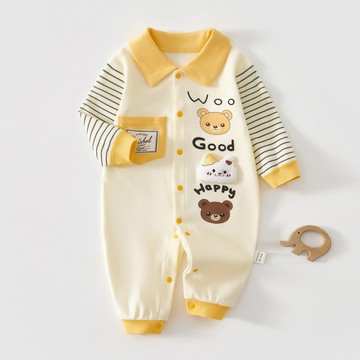 嬰幼兒長袖連體哈衣男女寶寶春秋裝新生兒衣服純棉卡通爬服外出服鑫弘-萌寶童裝可開發票