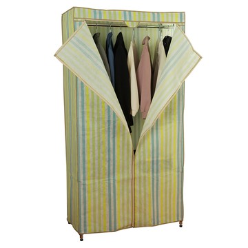 dayneeds 日需百備 輕型電鍍插管三層單桿衣櫥 180 x 90 x 45cm  90cm  綠直條紋