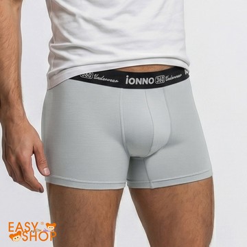 【EASY SHOP】iONNO-冰沙360-奈米涼爽冰絲男士平口內褲-冰霧灰