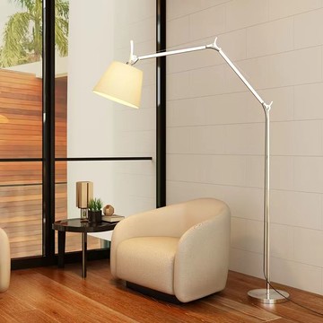 110V落地燈 釣魚燈雙搖臂可調節布藝折疊落地燈復古客廳極簡辦公書房立式臺燈 最低價 快速出貨