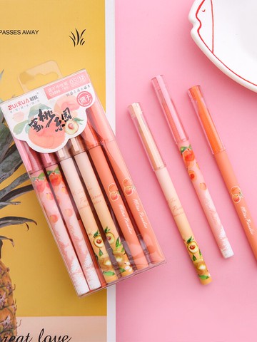 蜜桃樂園中性筆0.5簡約文藝小清新可愛超萌學生用考試專用筆韓國個性創意卡通少女心全針管黑色簽字筆水筆芯