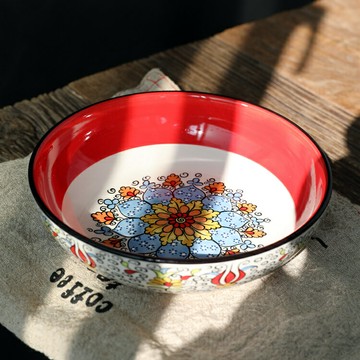 創意淺碗個性繁花深盤陶瓷餐具家用甜品碗水果沙拉碗湯碗餛飩碗