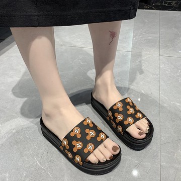 米奇厚底拖鞋女夏時尚外穿2021新款卡通網紅時尚女拖鞋百搭懶人拖