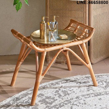 免運 開立發票 茶几 邊幾 小邊桌 藤編簡約詫寂風腳踏真藤腳踏方形腳踏復古天然藤邊幾日式竹藤茶幾