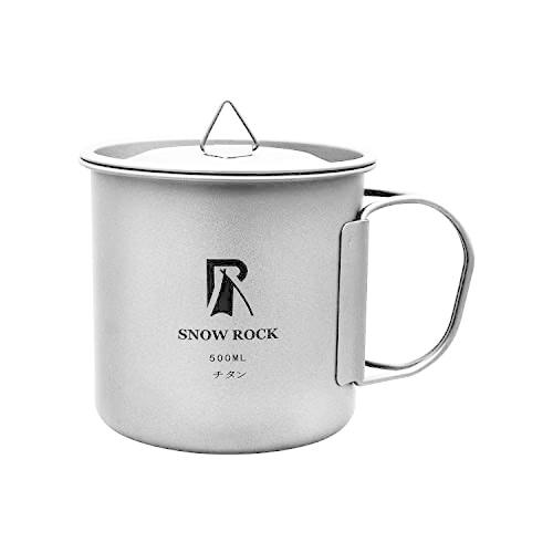 SNOW ROCK 500ml チタンマグカップ コーヒー マグ お茶 カップ 蓋付き 折りたたみハンドル付き 超軽