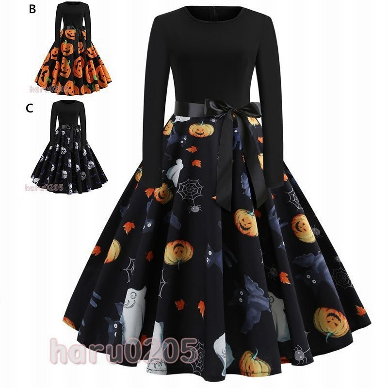 ハロウィン ワンピース レディース 万聖節 Halloween コスプレ カボチャ コウモリ 大人 変装 仮装 コスチューム 魔法 イベント 文化祭 演出服 通販 Lineポイント最大get Lineショッピング