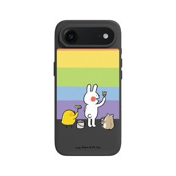 iPhone Air SolidX 黑 - 懶散兔與啾先生 Lazy Rabbit and Mr.Chu - 彩虹