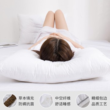 紫羅蘭決明子全棉枕頭枕芯成人正品酒店護頸枕頭單人學生一對拍2