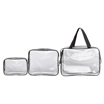 拉鍊式透明防水收納袋3件組 大 + 中 + 小  1組  透明色