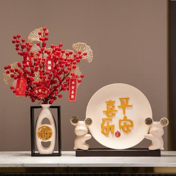 微飾界旗艦店平安喜樂客廳裝飾品擺件家居玄關酒柜餐邊柜高級感