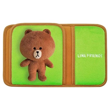 LINE FRIENDS 絨毛 多功能遮陽板置物夾  1個  綠色