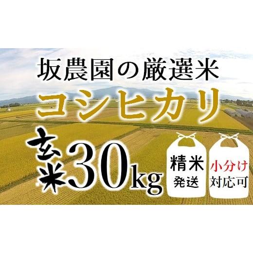 ふるさと納税 山形県 三川町 坂農園の厳選米！コシヒカリ玄米30kg